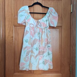 Abercrombie & Fitch Women's Size XXS Petite Floral Keyhole Babydoll Mini Dress